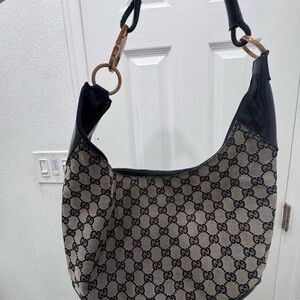 Gucci Black and Cream Hobo Bag